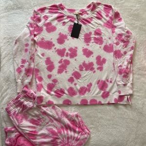 Jane and Delancey  Tie dye cotton terry suit.